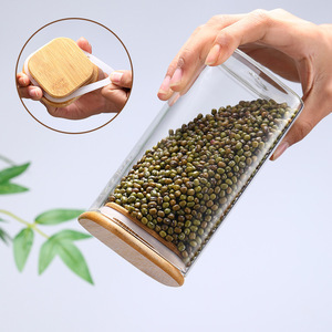 Bocaux de conservation en verre borosilicate de haute qualité de forme carrée pour la cuisine, récipients alimentaires en verre, bocaux de conservation hermétiques en verre avec couvercle en bambou - Product Image 3
