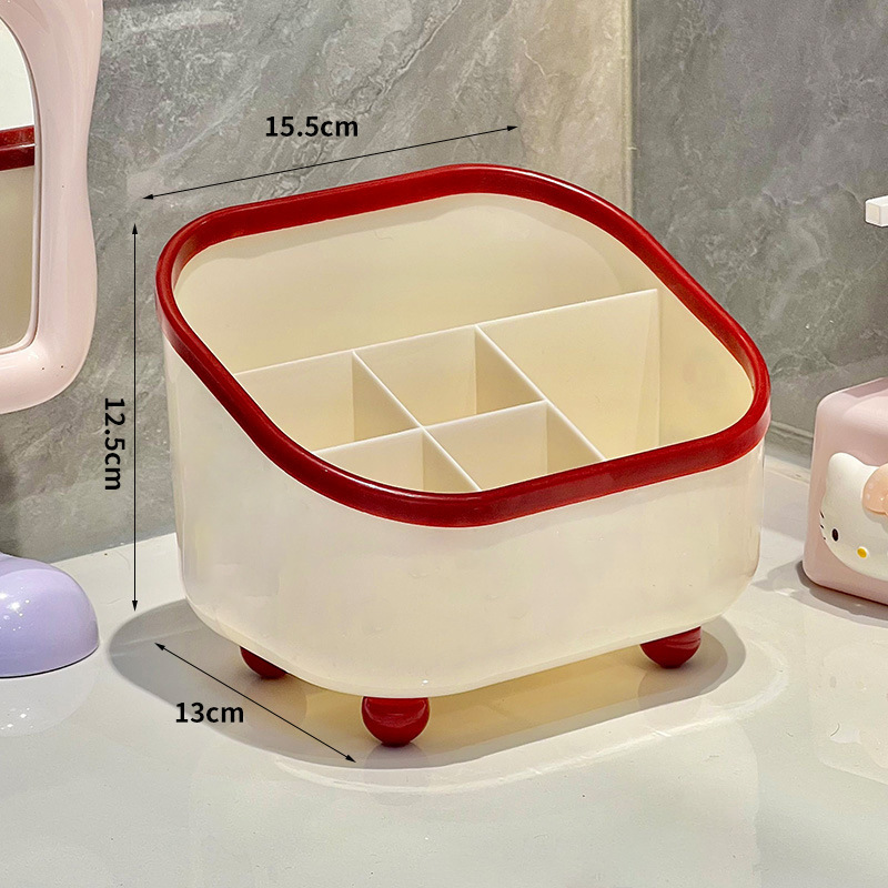 Cream-colored six-compartment storage box [stickers not included]