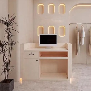 Modern <b>Small</b> Marble Metal Cash Register Beauty Salon bar Reception <b>Desk</b> Custom Color Front <b>Desk</b> - Product Image 4