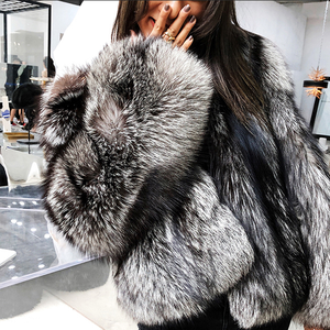 Подержанные зимние пальто с мехом лисий хвост шуба серебряные женские пальто с мехом - Product Image 4