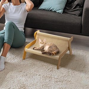 Griffoir pour chat en bois, résistant à l'usure, avec tapis en sisal, structure d'escalade, transat et chaise en sisal pour chats - Product Image 6