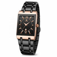 Reloj de Pulsera Rectangular de Acero Inoxidable para Hombre, Casual, con Calendario, Cuarzo, Resistente al Agua, Caja de 10 mm, Resistente al Agua hasta 30 m, Esfera con Agujas de 41 mm