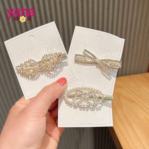 新着ヘアクリップラインストーン付き女性用パールクリップヘアピン - Product Image 3