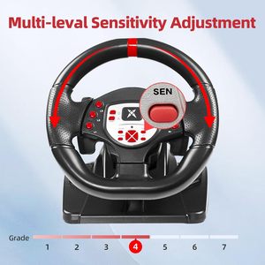 Volante y Pedales de Juego 7 en 1, 180 °   Volante de Carreras <span class=keywords><strong>para</strong></span> PC con Palancas de Cambio <span class=keywords><strong>para</strong></span> PS3, Playstation <span class=keywords><strong>3</strong></span>, Switch, PS4 - Product Image 6