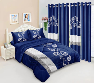 8 Pcs Floral Printed Comforter and Curtain Set for <b>King</b> <b>Size</b> Bed Bedding Set 8 Pcs Duvet Set with Fitted <b>Sheet</b> for Home - Product Image 4