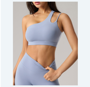 Women Asymmetric One Shoulder Sports Bra Hollow Cutout <b>Back</b> Padded Yoga Bra <b>Low</b> Support Pilates Fitness Crop <b>Top</b> Wholesale - Product Image 3