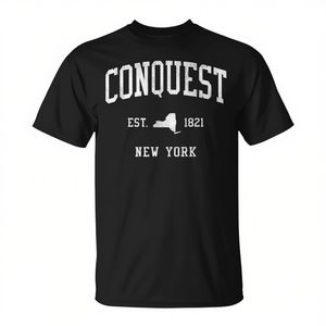 Camiseta Deportiva Vintage Conquest Ny Negra para Hombre, Cuello Redondo, Manga Corta, Talla Grande - Product Image 3