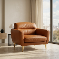 Fauteuil moderne en cuir marron, chaise individuelle, siège d'appoint pour salon, appartement, bureau