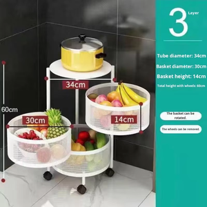 Rak penyimpanan dapur Modern, rak menara penyimpanan logam 5 tingkat, Organizer roda bergulir keranjang penghilang buah sayuran bahan makanan - Product Image 6