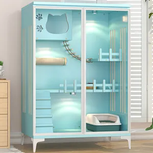 Armoire à chat en bois massif double couche Cage Villa Super grande maison de luxe peut mettre Smart Cat Litière Intérieur Chat Maison