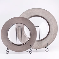 Ensemble d'assiettes en verre plaqué argent et or pour la décoration de mariage, plats élégants personnalisés
