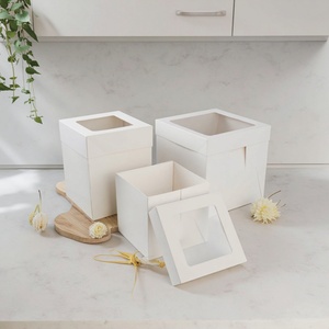 Sunshine Customized Paper Cake Box with Handles, Folding Cake Carrier Box With Pet Window Bakery <b>Boxes</b> - Product Image 1