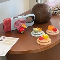 Support de téléphone magnétique de type plateau à thème fruits et légumes avec support à coussin d'air extensible et portable pour utilisation sur bureau