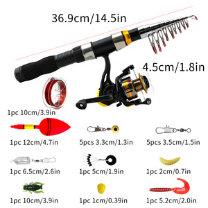Caña de Pescar Telescópica de 2.1m/2.3m y Carrete de Spinning, Combo Portátil de Viaje, Kit Completo de Pesca con Señuelos - Product Image 2