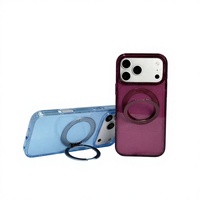 Étui rotatif à 360° pour 18 Pro Max avec coque magnétique en TPU à paillettes, design scintillant rose et bleu clair