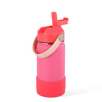 Enfants noir à l'école sans BPA LFGB Fiole à vide en acier inoxydable isolée à double paroi Bouteille d'eau de sport avec paille facile à transporter