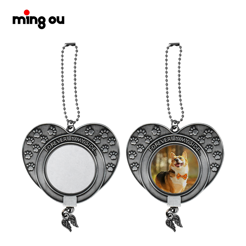 Ornamento personalizado para perro, adorno colgante en blanco con sublimación, corazón conmemorativo para mascota, venta al por mayor