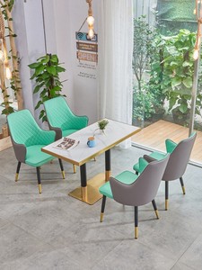Ensemble <span class=keywords><strong>de</strong></span> mobilier <span class=keywords><strong>de</strong></span> café moderne vert menthe, chaise matelassée bicolore et table à plateau en marbre, canapé pour restaurant <span class=keywords><strong>de</strong></span> centre commercial - Product Image 1