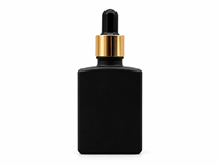 Flacon compte-gouttes carré en verre givré transparent de 30 ml, flacon d'huile essentielle en verre noir, bouchon compte-gouttes doré, argenté, noir, sérum cosmétique