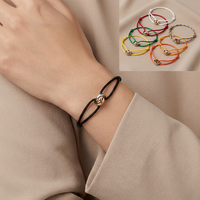 Yiwu Aceon Velle-Bracelet en acier inoxydable à Double nœud, corde ajustable colorée, Design de marque, simple, à trois anneaux bombés, entrelacés