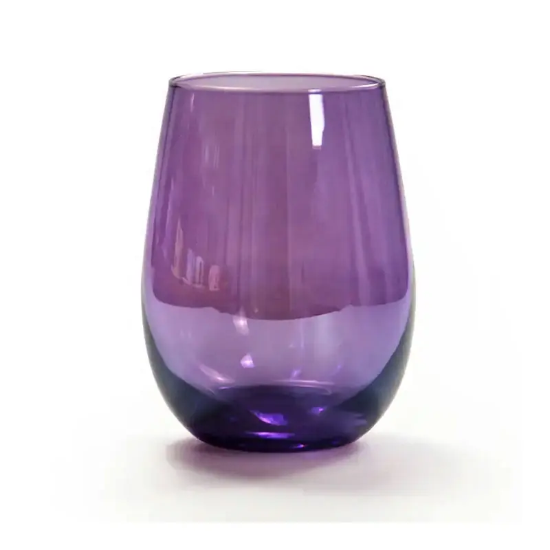 Machine Made Stocked Low MOQ Customized Logo & Package 560 ml Purple Colorful Stemless Wine Glass for Daily Using Office