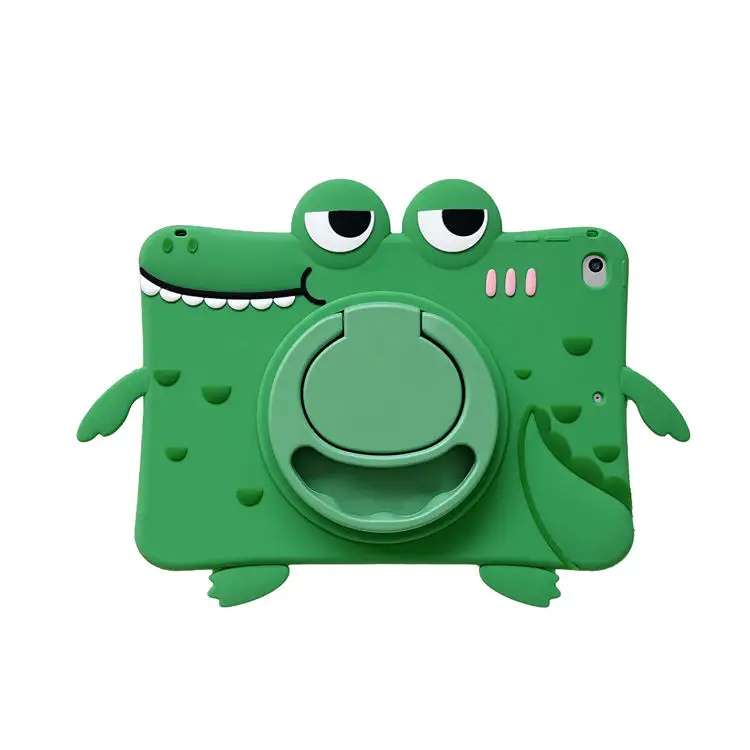 360 Cartoon Crocodile Case For Galaxy Tab A8 10.5 X200 A 8.0 2019 S6 lite 10.4 P610 A7 lite T220 Tablet Flat Silicon Kid Cover