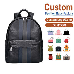 Mochila de Cuero Genuino Negro para Hombre - Patrón de Diamantes Tejido a Mano, OEM para Marcas que Buscan Artesanía y Silueta Moderna - Product Image 1