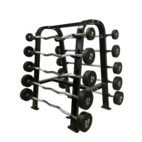 Barre d'haltères fixes de gymnastique Barre droite Barre incurvée Barre chromée de poignée enduite de caoutchouc Ensemble d'haltères Barra d'haltérophilie fixe intégré