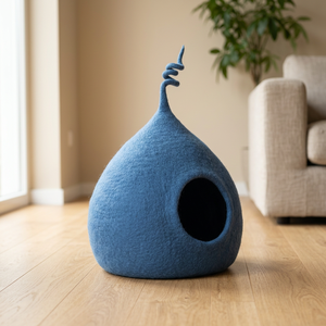 SAMYAK - Niche pour chat en feutre de laine mérinos personnalisable, style animal mignon, lit d'intérieur pour animaux de compagnie, écologique, durable, amovible - Product Image 3