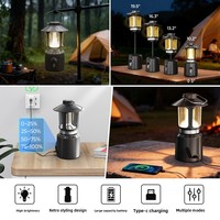 Lanterne de camping rétro, lampe suspendue LED rechargeable pour tente, lampe d'ambiance longue durée pour le camping en plein air