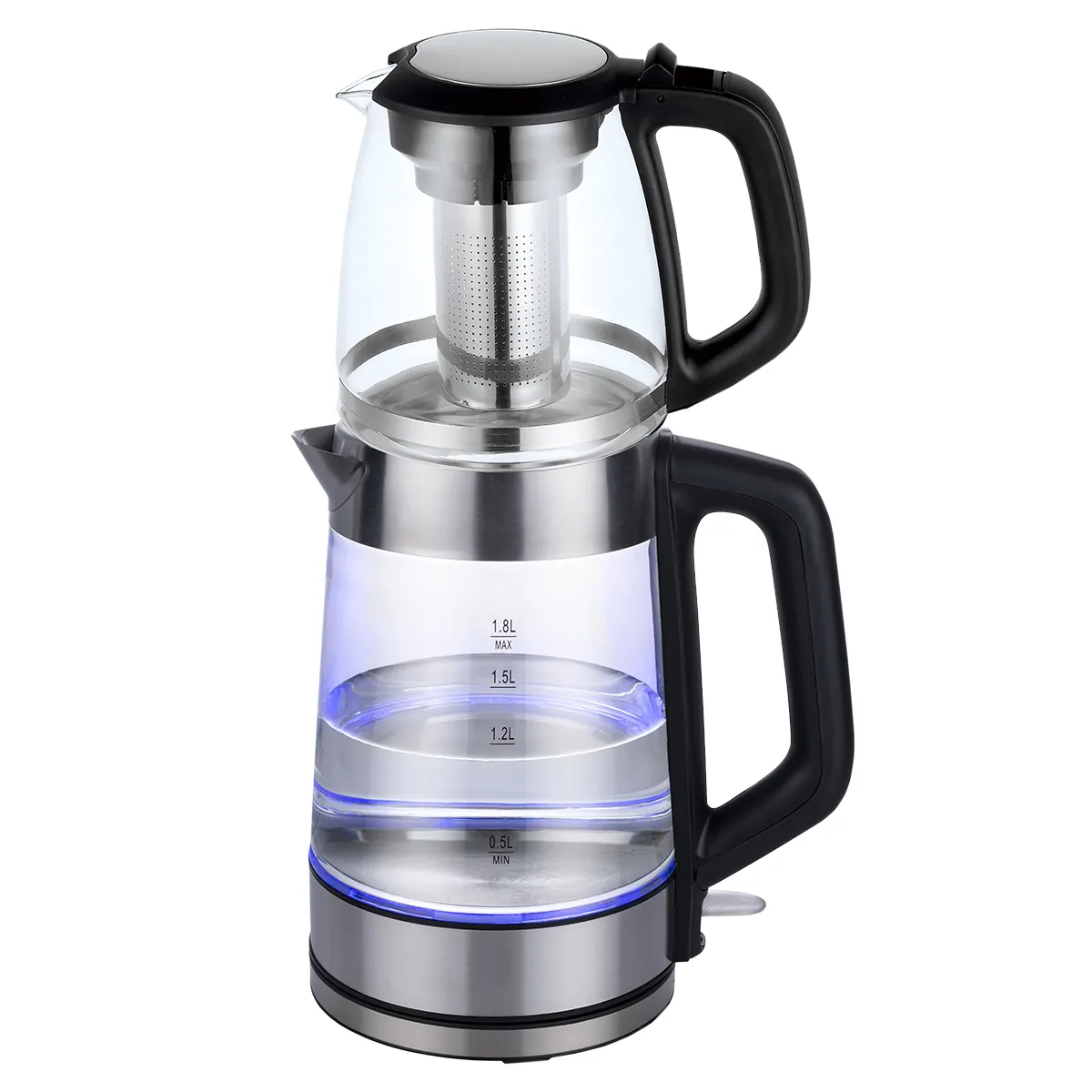 1.8L+1.2L control 360 swivel cordless electric kettle Turkish tea maker Double Glass Tea pots smart kettle