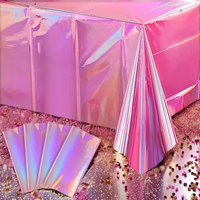 Nappe rectangulaire jetable irisée et brillante pour la décoration de table de dessert d'anniversaire (vente en gros)