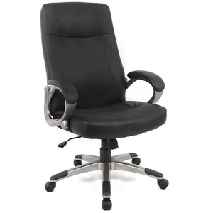 Ergonomischer Executive Arm aus braunem Leder mit hoher Rückenlehne, drehbarer Bürostuhl