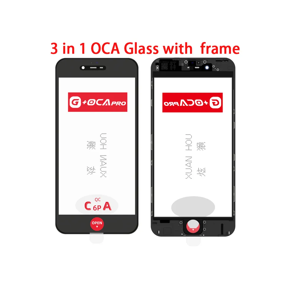G+OCA PRO For iPhone6-8 3 In 1 Glass+Frame+Oca LCD Screen Front Outer Cover Glass With Oca Replacement