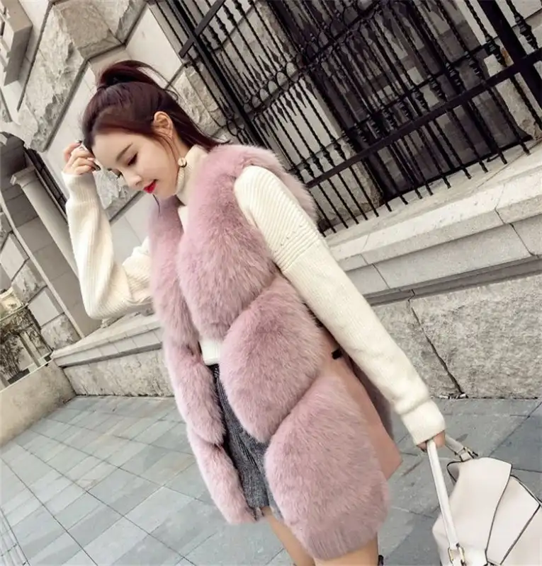 STABILE-Chaleco de piel de zorro de imitación para mujer, chaqueta de diseño de alta calidad, novedad