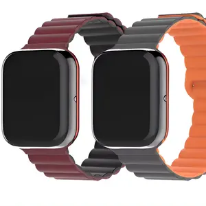 Pulseira magnética forte ajustável para Apple Watch 7 6 5 4 3 faixa magnética de silicone dupla face para Apple Watch Ultra 2