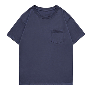 T-shirt Hip Hop Confortable à Manches Courtes pour Homme Poche Personnalisée Couleur Unie Surdimensionné Respirant 100% Polyester Tricoté - Product Image 5