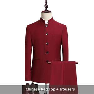 Traje chino con cuello <span class=keywords><strong>de</strong></span> túnica, nuevo abrigo negro <span class=keywords><strong>de</strong></span> boda para hombre, vestido <span class=keywords><strong>de</strong></span> novio para compromiso - Product Image 2