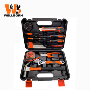 Ensemble d'outils en acier WELLBORN professionnel personnalisé de 19 pièces, garantie de 3 ans, étui rigide, fonctionnement manuel pour la maintenance intérieure et le bricolage à domicile - Product Image 1