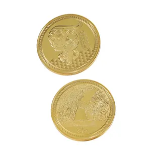 Factory Manufacturer Custom Coin High Detail Die Stamping Zinc Alloy Metal Coin Shiny Gold Plated Reversible Printed 3D Coins