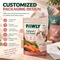 Sachet refermable personnalisé imprimé et sur mesure pour l'emballage d'aliments pour chats et chiens, pochette en plastique anti-humidité pour friandises pour animaux de compagnie, sachet stand-up