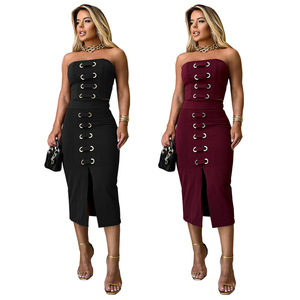 C7321 Robe d'été élégante <span class=keywords><strong>pour</strong></span> femmes, haut tube sexy de style européen et américain avec jupe fendue à paillettes <span class=keywords><strong>pour</strong></span> <span class=keywords><strong>les</strong></span> fêtes - Product Image 5
