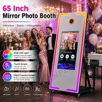 Machine professionnelle de photomaton miroir magique 65 pouces avec écran tactile intelligent 32/43 pouces pour location événementielle, paiement après utilisation