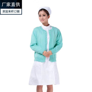 Pull en tricot pour femmes, pour médecins et infirmières, uniforme d'hôpital, cardigan, vêtement d'extérieur, bleu marine, chaud et épais pour l'hiver - Product Image 5
