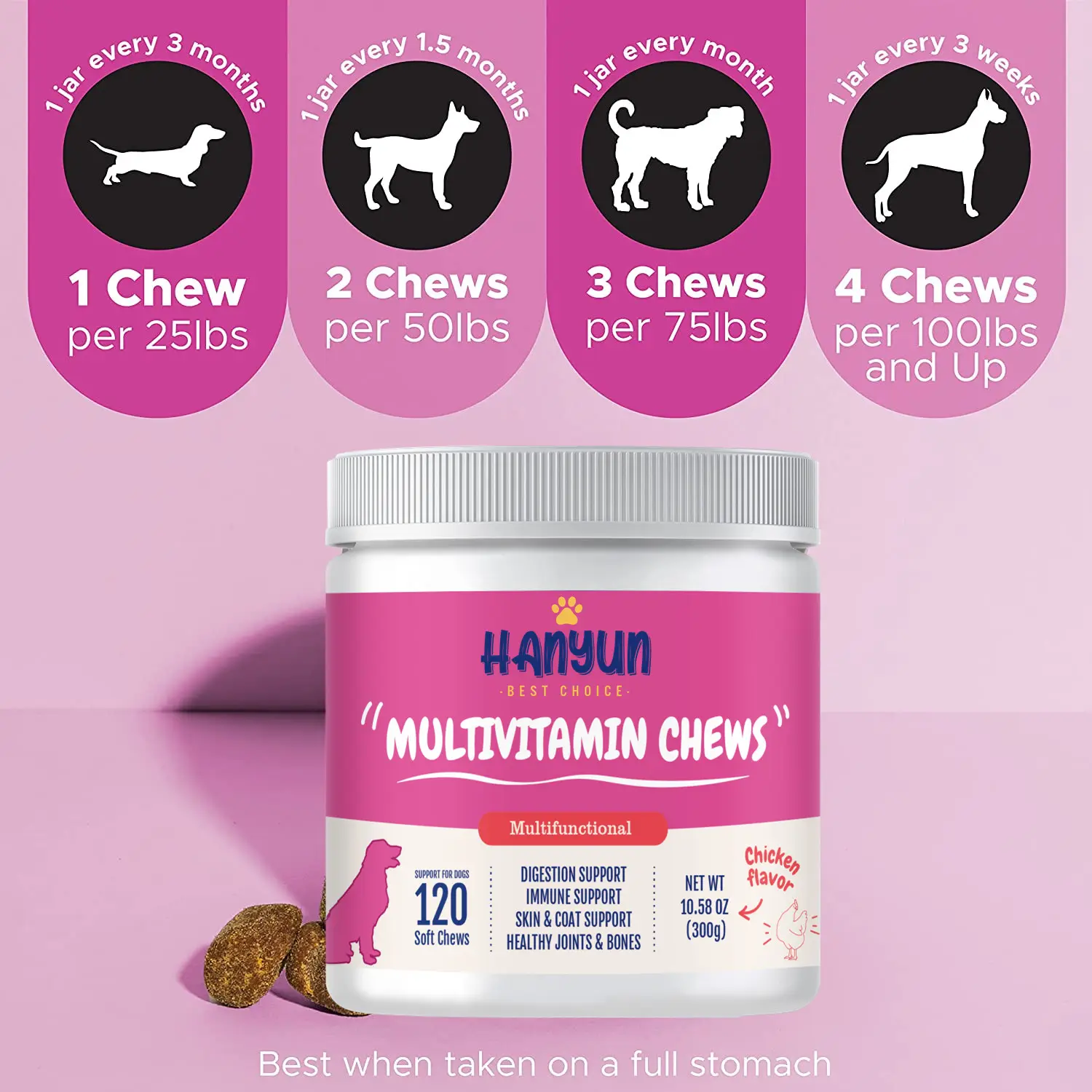 Hanyun-cão multivitamina 10 em 1, com glicosamina-suplementos e vitaminas para cachorros