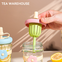 Schattige glazen waterfles met rietje en infuser, draagbare fruitthee-infuser beker voor dagelijks gebruik op kantoor en buitenshuis