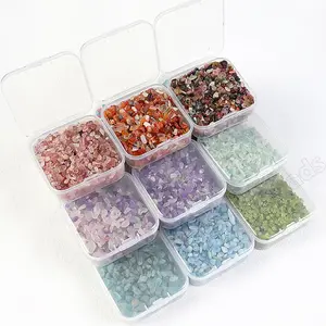 Natural 31 Choices Mini Chip Stone Beads in Box, Undrilled Crystal Chips Gemstone, No Hole Crystals