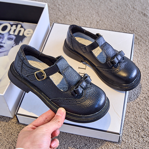 รองเท้ากีฬาเด็กคุณภาพสูง รองเท้าผ้าใบเด็กผู้ชาย รองเท้าหนังสำหรับเด็กผู้ชายและเด็กผู้หญิง สีดำ - Product Image 3