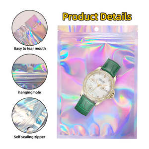 Tas holografis kualitas tinggi dengan jendela bening penutup kunci ritsleting tas plastik transparan perhiasan - Product Image 6