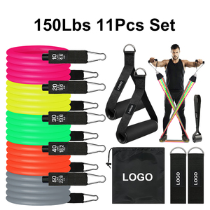 Neon Color 11pcs Resistance <b>Bands</b> Set Latex <b>Workout</b> <b>Bands</b> High Visibility Fitness Exercise Kit OEM - Product Image 1